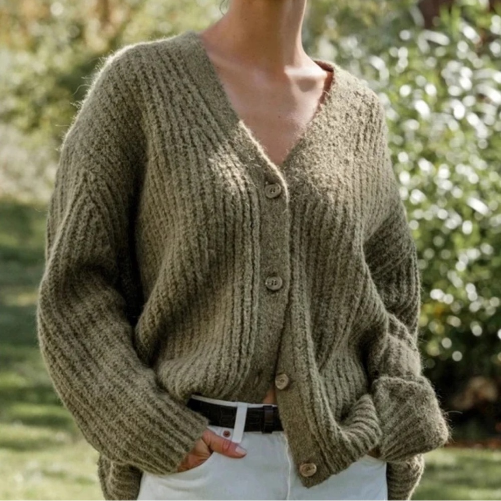 Jenni Kayne Cocoon Cardigan Sweater Olive, size Small